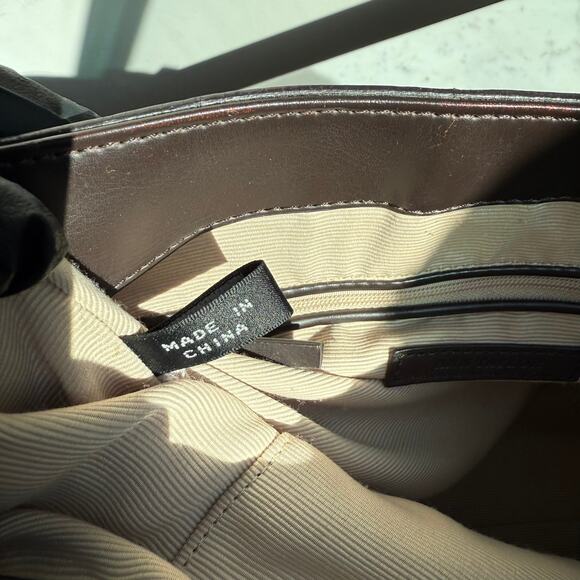 Ann Taylor Brown Shoulder Bag with Gold Ring Hardware Medium Tote Satchel - Picture 9 of 11